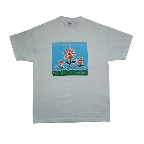 Vintage Hanes “A Garden Is A Friend You Can Visit Anytime”  Large – Made in USA - Picture 1 of 4